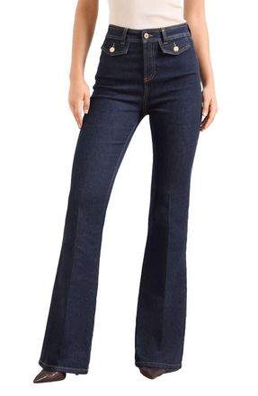 Lipsy Glam Flare Jeans in Blue at Nordstrom, Size 12 Us