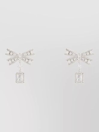 Self Portrait bow crystal dangle earrings statement design