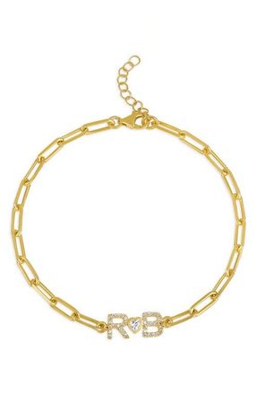 SHYMI Pav&eacute; Initial Heart Bracelet in Gold at Nordstrom