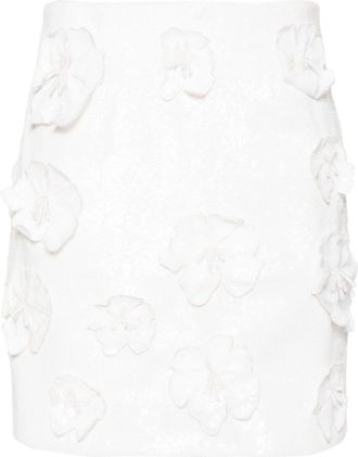 Rotate sequinned mid-rise miniskirt - women - Recycled Polyester/Elastane/Polyester/Elastane - 38 - White