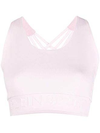 Plein Sport crossover-strap sports bra - Purple