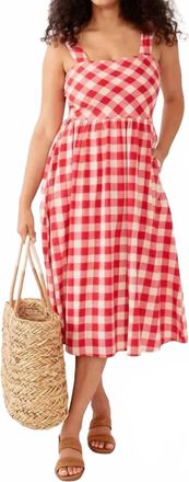 Mata Traders Nikita Wide Strap Midi Dress In Red Gingham