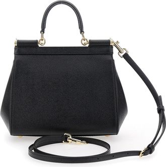 Dolce & Gabbana Womens Handbag Sicily Medium Black Leather Handbags Hand Bags