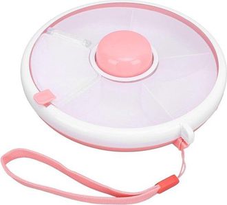 OEM Caja Giratoria Para Guardar Fruta Y Aperitivos Para Ni&ntilde;os Con Tapa - Bandeja Port&aacute;til - 5 Compartimentos - Rosa - Apta Para Aperitivos Y Fruta