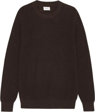 Les Deux Rib Crewneck Knit - Heren - Ronde hals truien - Bruin - S - Katoen - Truien & Vesten