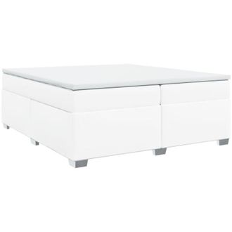 vidaXL Cama Box Spring Con Colch&oacute;n Cuero Sint&eacute;tico Blanco 200x200 Cm Vidaxl