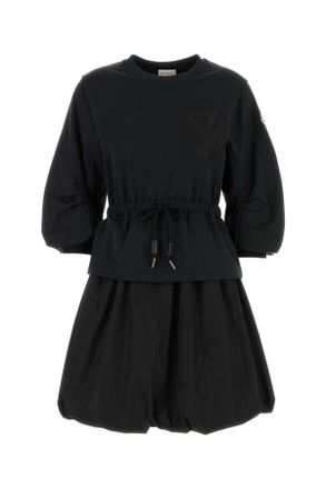 Moncler Black Cotton Sweatshirt Dress