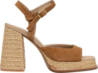 Souliers Martinez Gracia Platform Sandaal - Dames - Sandalen met hakken - Bruin - 37 EU - Leer - Schoenen