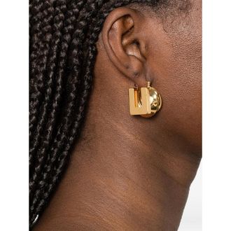 Elisabetta Franchi Logo-Detailed Gold Hoop Earrings - Gold