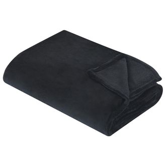 Beliani Manta Negra 150 X 200 Cm Poli&eacute;ster Colcha Cubrecama Suave Moderno Bayburt