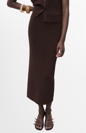 Mango Knit Midi Skirt in Chocolate at Nordstrom Rack, Size X-Small