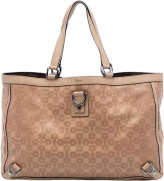 Gucci Pre-owned Abbey Tote Bag - Dames - Vintage Shopper - Beige - ONE Size - Leer - Vintage
