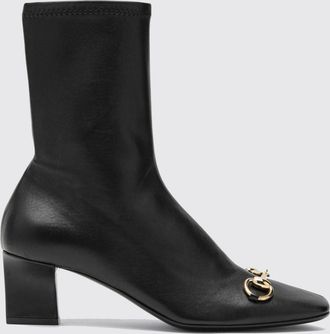 Gucci Stivaletti Signora in pelle stretch con morsetto Horsebit e tacco quadrato