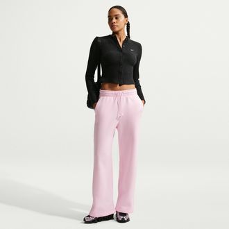 Nike Womens Nike Sportswear Phoenix Fleece High-Waisted Wide-Leg Pants in Pink | IQ1255-663