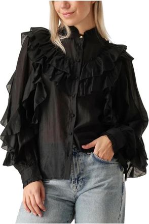 Aaiko Daria Ten 244 Blouse - Dames - Overhemden - Zwart - M - Chiffon - Overhemden