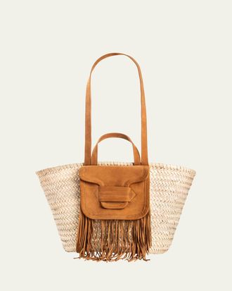 Pierre Hardy Alha Fringe Raffia and Suede Tote Bag