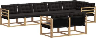 vidaXL Conjunto De Sof&aacute;s De Exterior 8 Uds. Blanco Y Negro Vidaxl