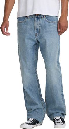 Rvca Americana Dayshift Relaxed Straight Fit Jeans in Stone Wash at Nordstrom, Size 29