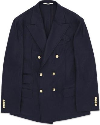 Fortela Classic Double-Breasted Merino Wool Jacket in Blue at Nordstrom, Size 54 Eu