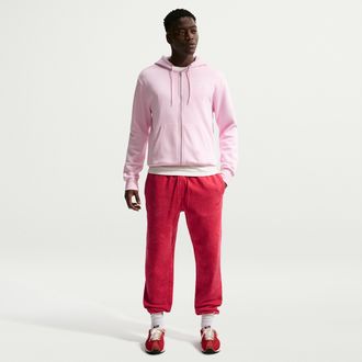 Nike Mens Nike Sportswear Club Washed Cuffed Fleece Pants in Red | IQ1218-657