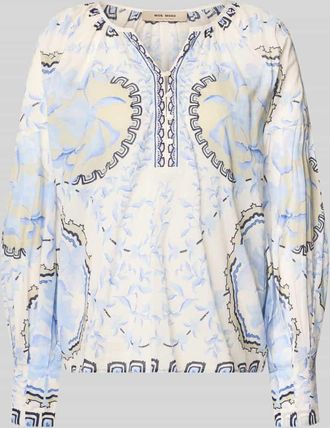 Mos Mosh Relaxed Fit Bluse mit Tunika-Ausschnitt Modell Wylde in Hellblau, Gr&ouml;&szlig;e XS