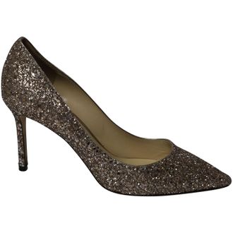 Jimmy Choo London Romy Pumps in Gold Glitter Tulle