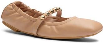 Stuart Weitzman Goldie Stud Ballet Flat in Adobe Nappa at Nordstrom, Size 10.5