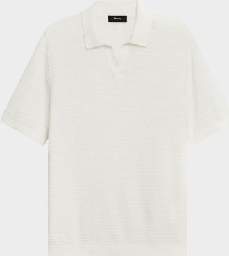 Theory Mens Brenan Knit Short-Sleeve Johnny Collar Polo Sweater