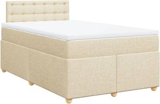 vidaXL Cama Box Spring Con Colch&oacute;n Tela Color Crema 120x190 Cm Vidaxl