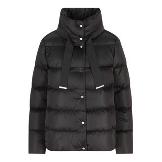 Herno Down Jackets, female, Black, Size: XL Satin Cape Down Jacket
