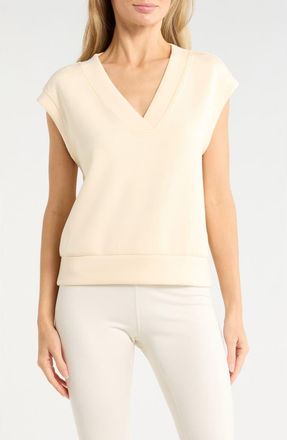 Zella Whisper V-Neck Short Sleeve Knit Top in Yellow Buttercream at Nordstrom Rack, Size X-Large