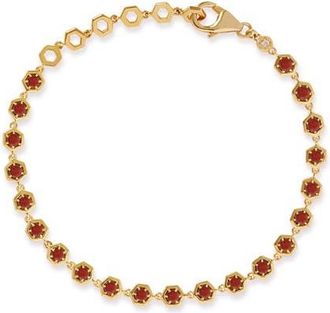 Astley Clarke Gold Deco Red Garnet & Red Sapphire Tennis Bracelet at Nordstrom, Size 7.25