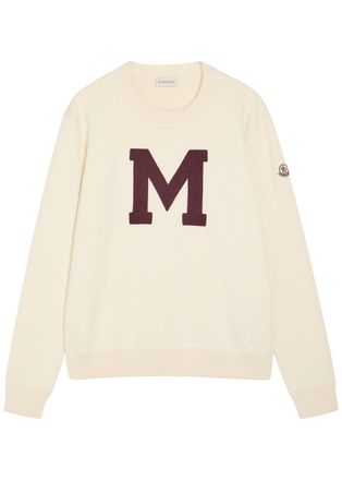 Moncler Logo-embroidered Cotton-blend Jumper - Cream - XL