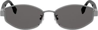 Fendi Baguette 56mm Geometric Sunglasses in Shiny Light Ruthenium /Smoke at Nordstrom