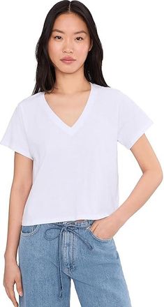 Splendid Louisa V-neck Short Sleeves T-Shirts Womens Clothing White : LG (Womens 10-12), Cotton