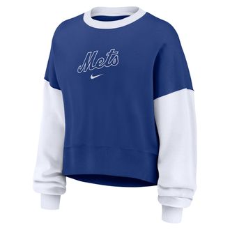 Nike New York Mets Primary Nike Womens MLB Pullover Crew in Blue | 01D7155NNME-9HV