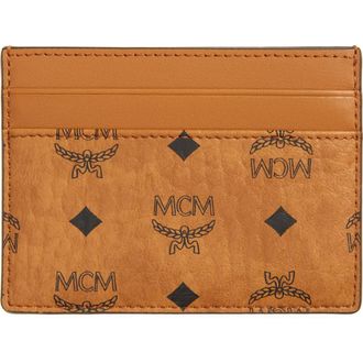 MCM Aren Card Case in Visetos in Cognac at Nordstrom