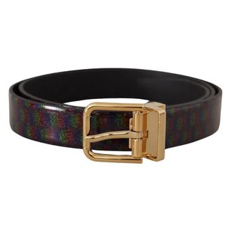 Dolce & Gabbana Rainbow Glitter Patent Leather Belt - male - Dolce & Gabbana - Belts - Black - ONE SIZE - Accessories