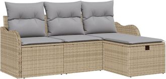 vidaXL Garden Sofa Set Manual 4 pcs Beige and Light Grey Poly Rattan vidaXL