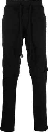 Greg Lauren fleece drawstring-waist cotton trousers - men - Cotton - 2 - Black