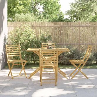 Berkfield Home 5 Piece Garden Dining Set Bamboo in Brown