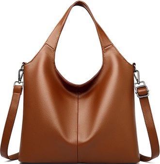 Generic Compatible For Handbags Women Bags Large Capacity Soft Leather Ladies Crossbody Bag Shoulder Tote(Light brown)