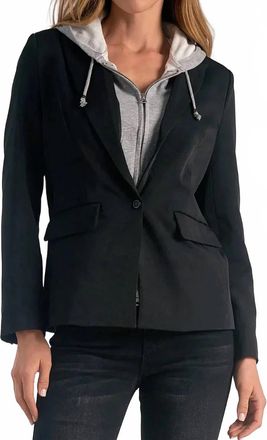 Elan Track Blazer With Grey Hoodie Insert In Black