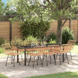 vidaXL Conjunto De Comedor De Jard&iacute;n 9 Pcs Marr&oacute;n Vidaxl