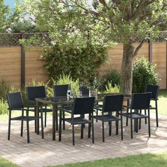 vidaXL Conjunto De Comedor De Jard&iacute;n 9 Pcs Negro Vidaxl