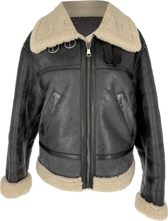 Halfboy Halfboy Aviator Shearling Jacket in Black Leather