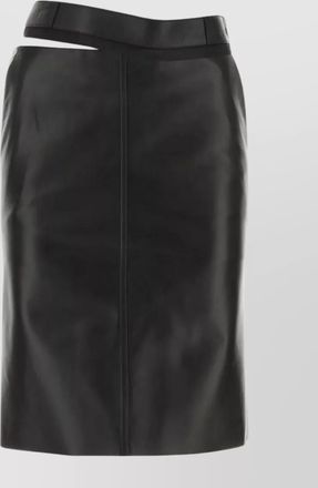 Fendi back slit waistband leather skirt