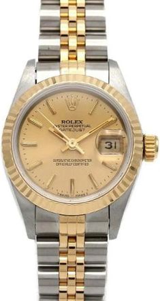 Rolex Pre-owned Datejust Stainless Steel Yellow Gold Watch 69173 - Dames - Vintage Horloges - Geel - ONE Size - Vintage