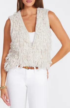 Bishop + Young Miranda Fringe Sweater Vest in Cloud at Nordstrom, Size X-Small