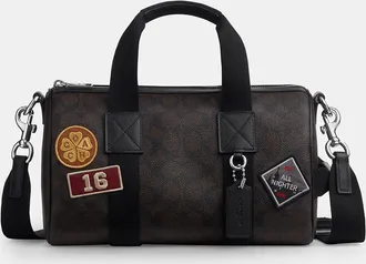 Coach Explorer Duffle Bag 28 In Signature Canvas With Patches